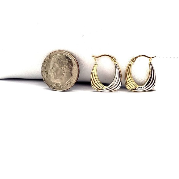 14K REAL GOLD Hollow Super Light Hoop Earrings - Picture 4 of 11